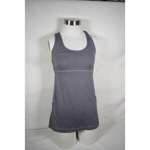 Lululemon Tank Grey Racerback Top Built-in Bra Yoga Shirt Stretch Size S (4-6)
